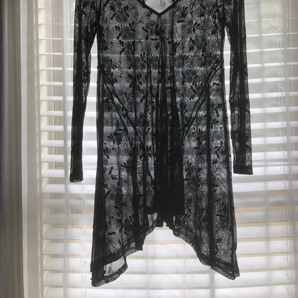 Sheer / Mesh Embroidered Black Floral Dress - Picture 2 of 8